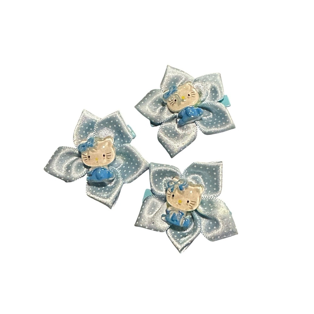 NEW‎ hair accessories set of 3 blue hello kitty flowers